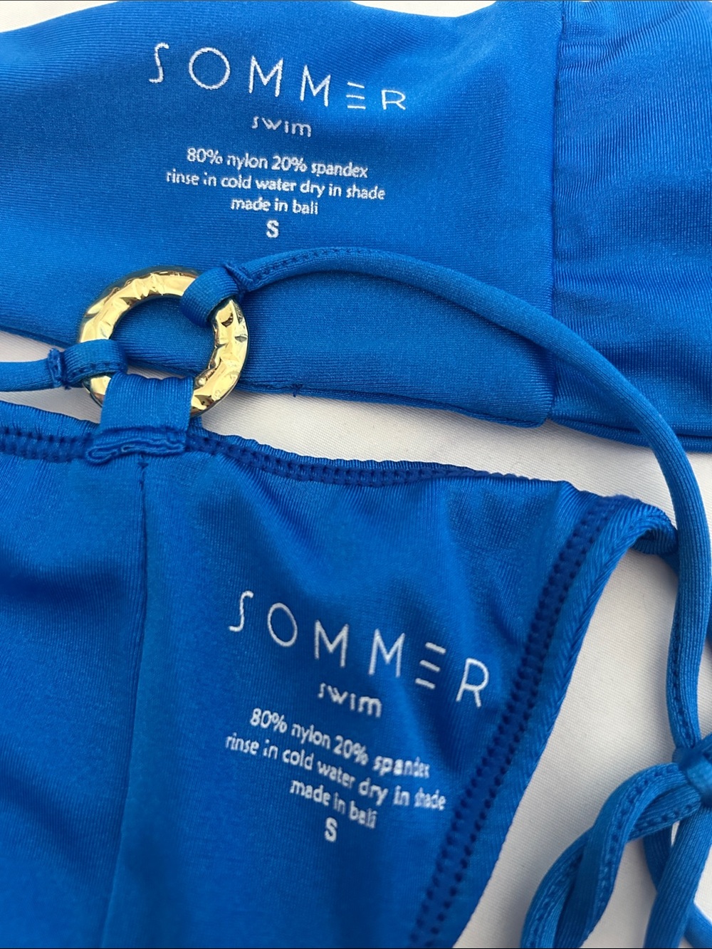 Sommer Swim SABRINA – Bandeau Ring-Accent Bikini Set Top & Bottom in Blue - Picture 6 of 6